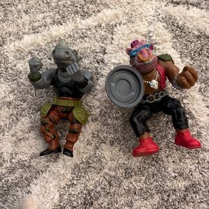 Original TMNT 1988 Rocksteady and Bebop Action Figures with Accessories